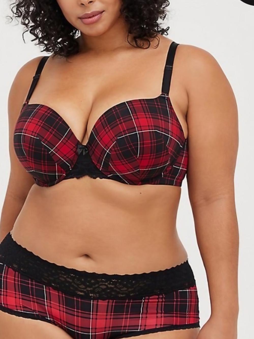 Torrid 46D Red Plaid Bra Lightly Padded 360 Smoothing NWOT image 2